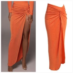 XL Orange Kimora Slinky Skirt